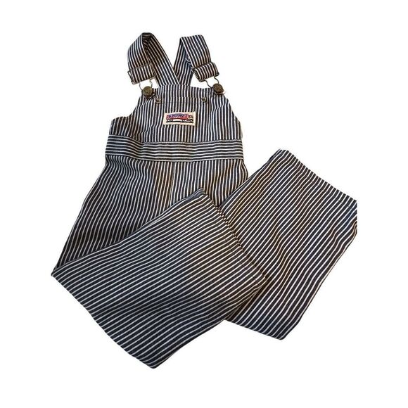 Vintage Stone Apparel Toddler Blue White Striped Overalls Size 18 Months - Picture 2 of 8